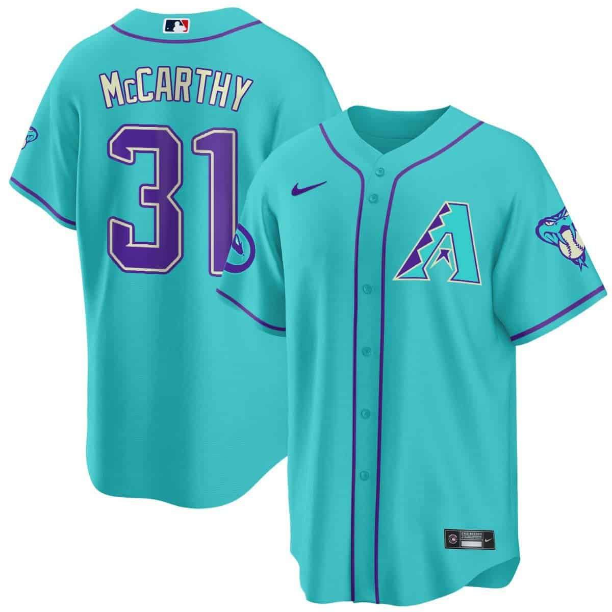 Men Arizona Diamondback #31 Mccarthy Light Blue Nike 2024 Teal Purple MLB Jersey style 2->indianapolis colts->NFL Jersey